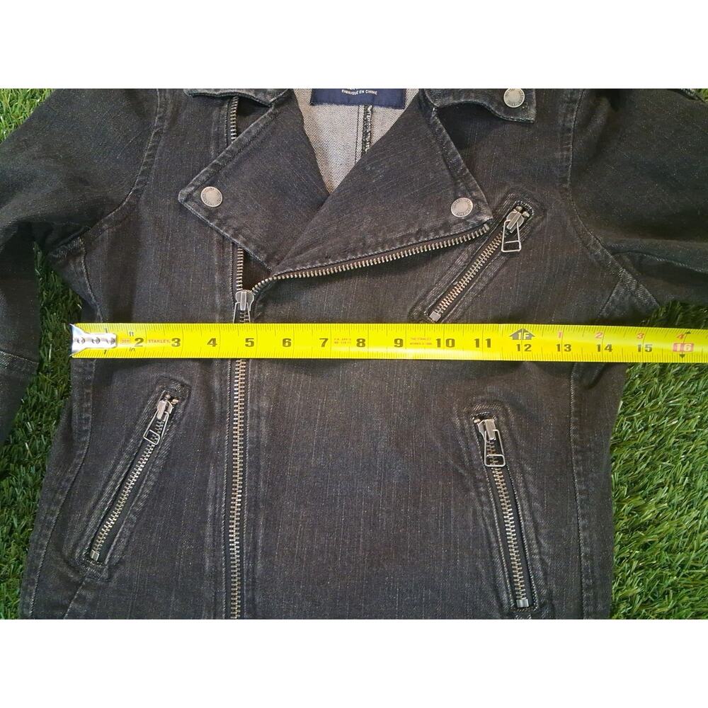 American Eagle Outfitters Women’s Black Jean Moto Style Denim Jacket Size S/P E - Picture 7 of 8